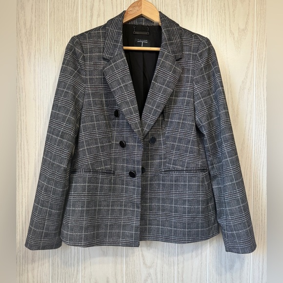 Tahari Plaid Double Breasted Blazer Faux Pockets Size 10 - Picture 1 of 5